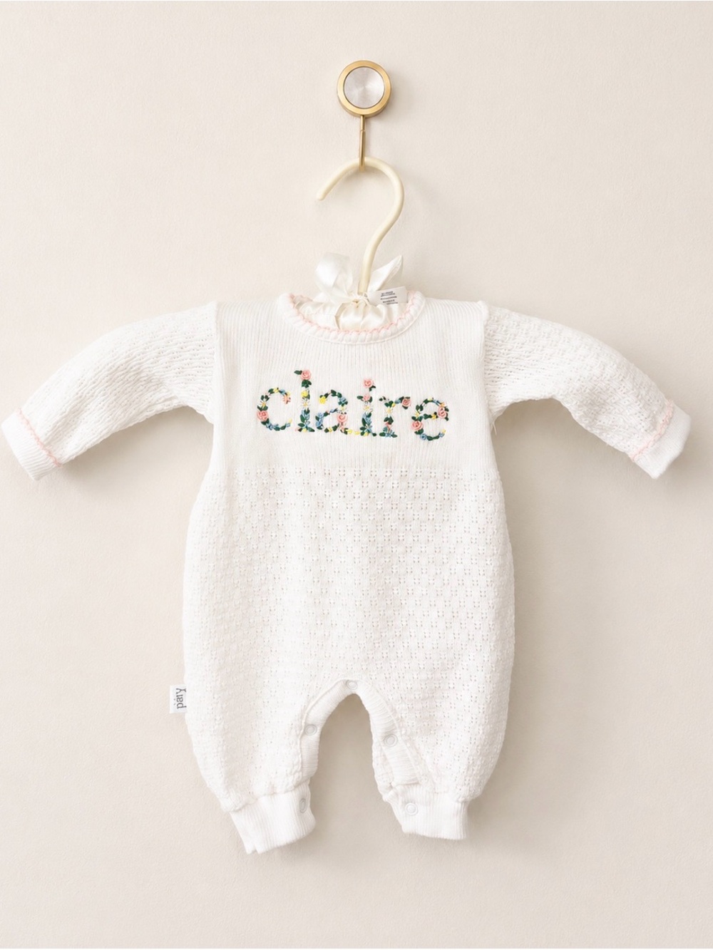 Paty Inc | Claire Monogram | Newborn One Piece Outfit